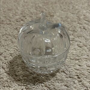 Clear Glass Apple-Shaped Trinket Box
